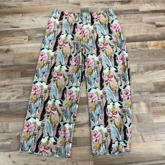 Haystacks Delight Switchstacks Reversible Crop Pant L  Beige Floral Pants Boho - Picture 5 of 11